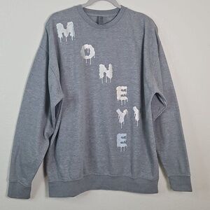 Gray “MONEY” Drip Letter Sweatshirt | Unisex Streetwear XL